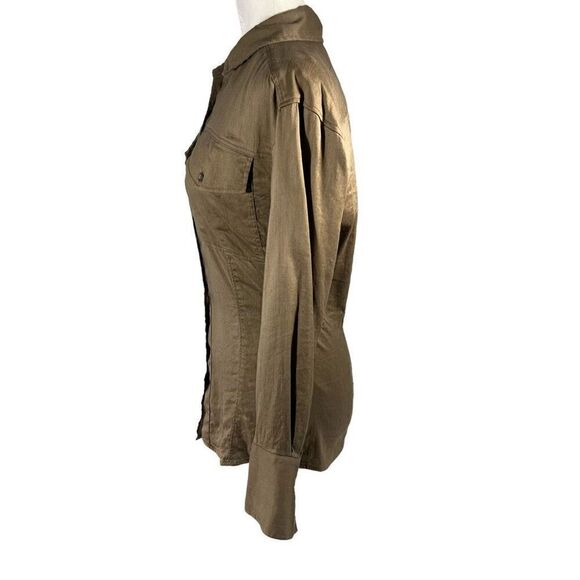 Frame* Small Brown Arie Cutaway Long Sleeve Linen Blend Top Women’s - Picture 6 of 10